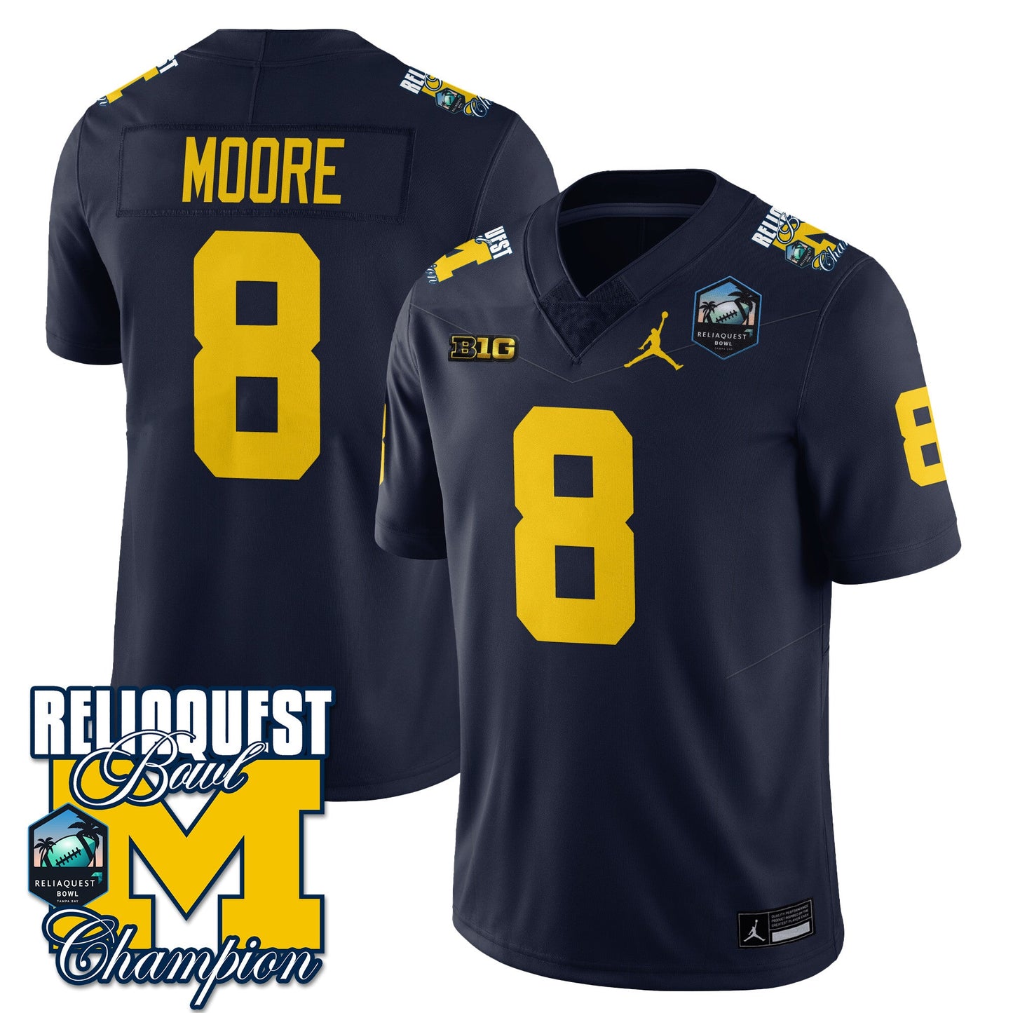 Michigan Wolverines 2024 ReliaQuest Bowl Champions Jersey - All Stitched