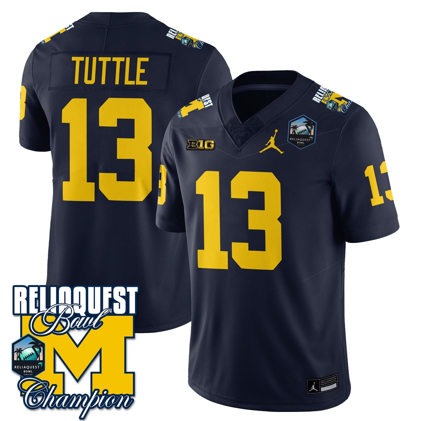 Michigan Wolverines 2024 ReliaQuest Bowl Champions Jersey - All Stitched