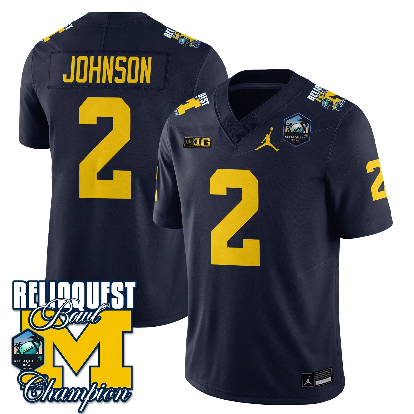 Michigan Wolverines 2024 ReliaQuest Bowl Champions Jersey - All Stitched