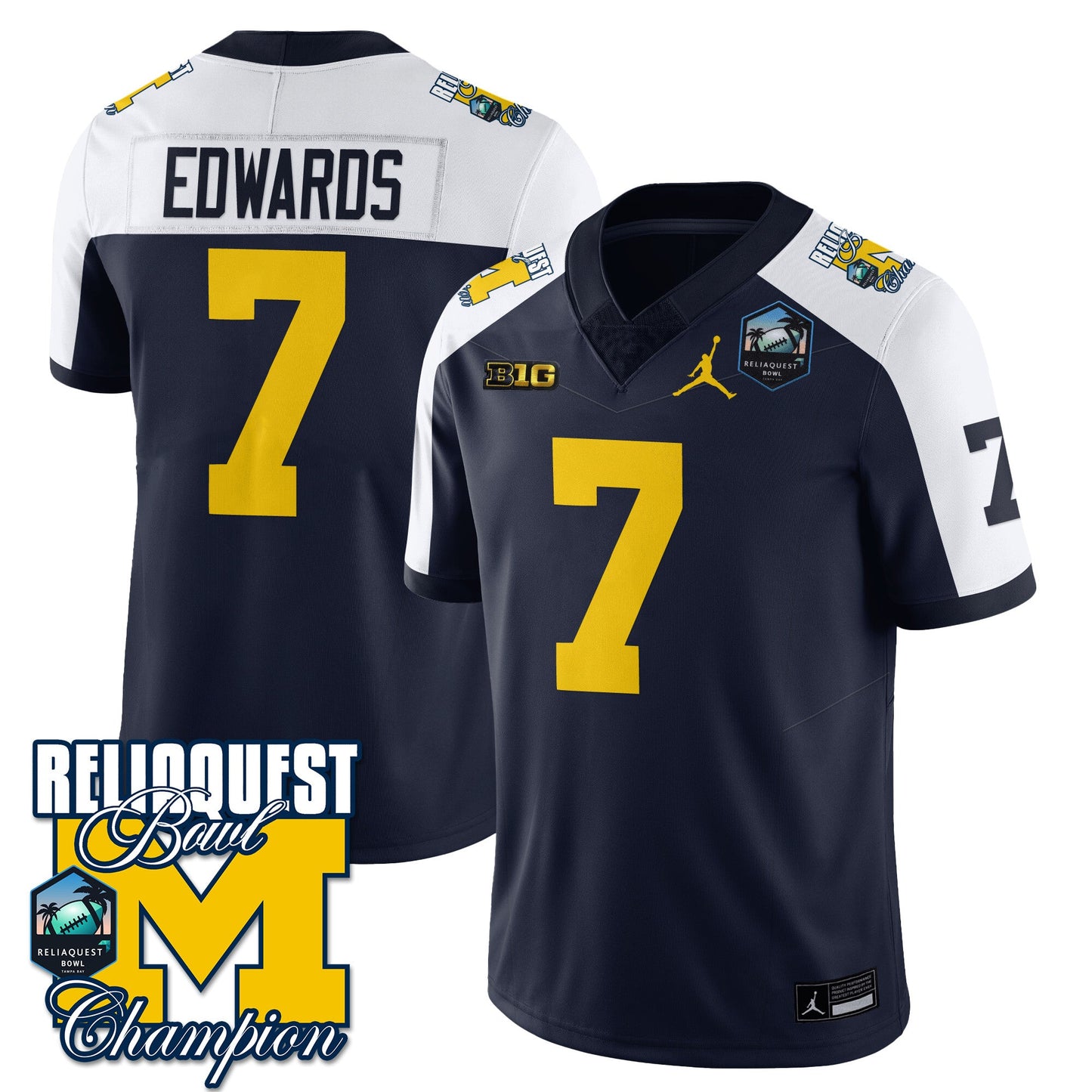 Michigan Wolverines 2024 ReliaQuest Bowl Champions Jersey - All Stitched