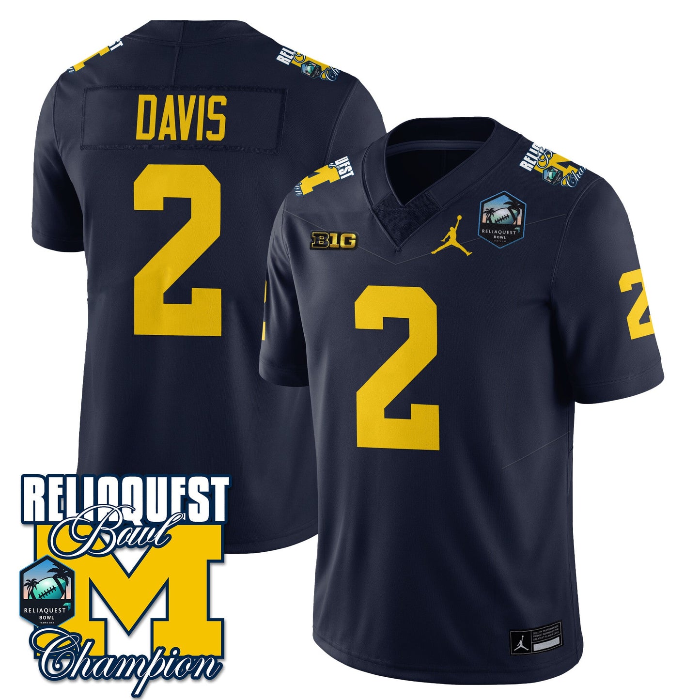 Michigan Wolverines 2024 ReliaQuest Bowl Champions Jersey - All Stitched