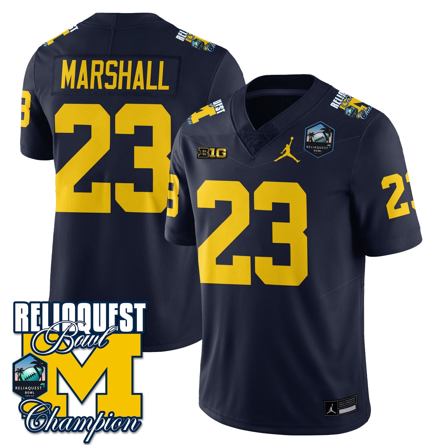 Michigan Wolverines 2024 ReliaQuest Bowl Champions Jersey - All Stitched