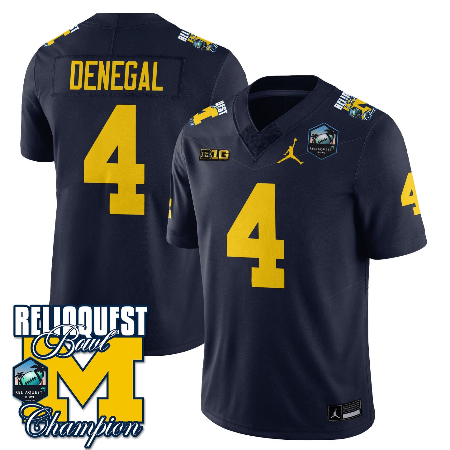 Michigan Wolverines 2024 ReliaQuest Bowl Champions Jersey - All Stitched