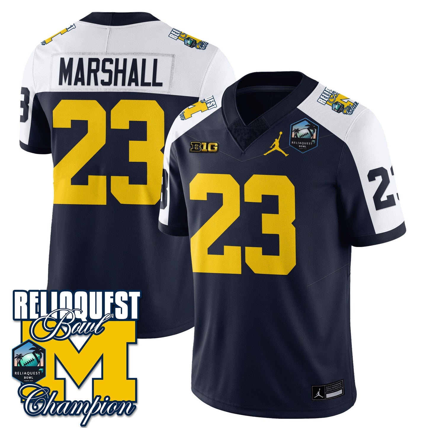 Michigan Wolverines 2024 ReliaQuest Bowl Champions Jersey - All Stitched