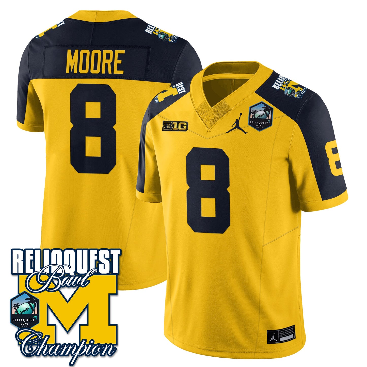 Michigan Wolverines 2024 ReliaQuest Bowl Champions Jersey - All Stitched