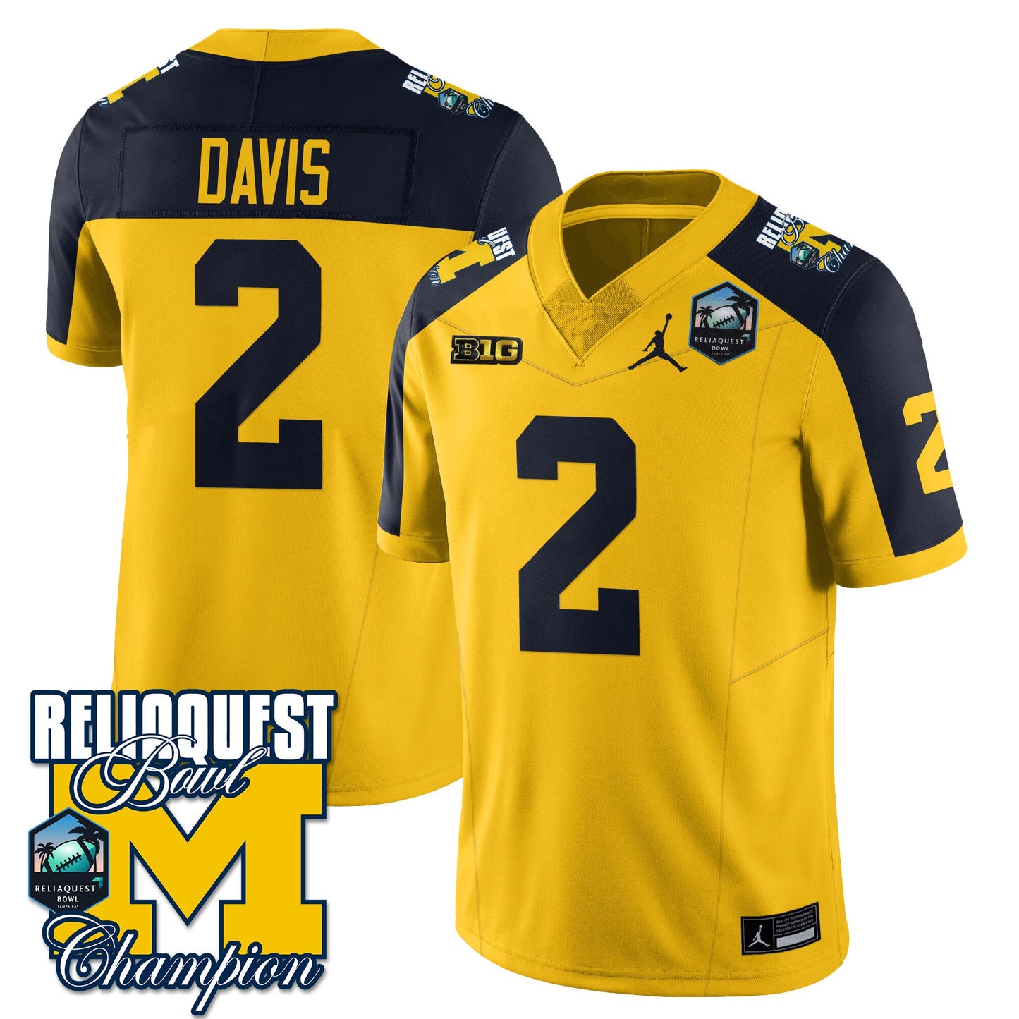 Michigan Wolverines 2024 ReliaQuest Bowl Champions Jersey - All Stitched