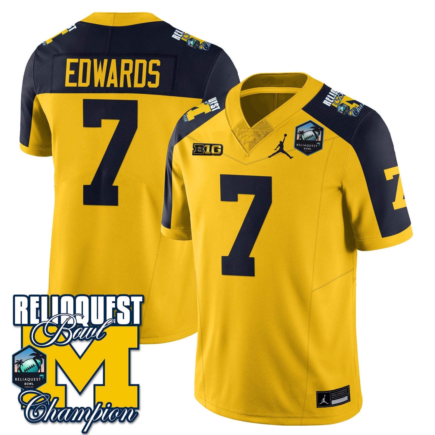 Michigan Wolverines 2024 ReliaQuest Bowl Champions Jersey - All Stitched