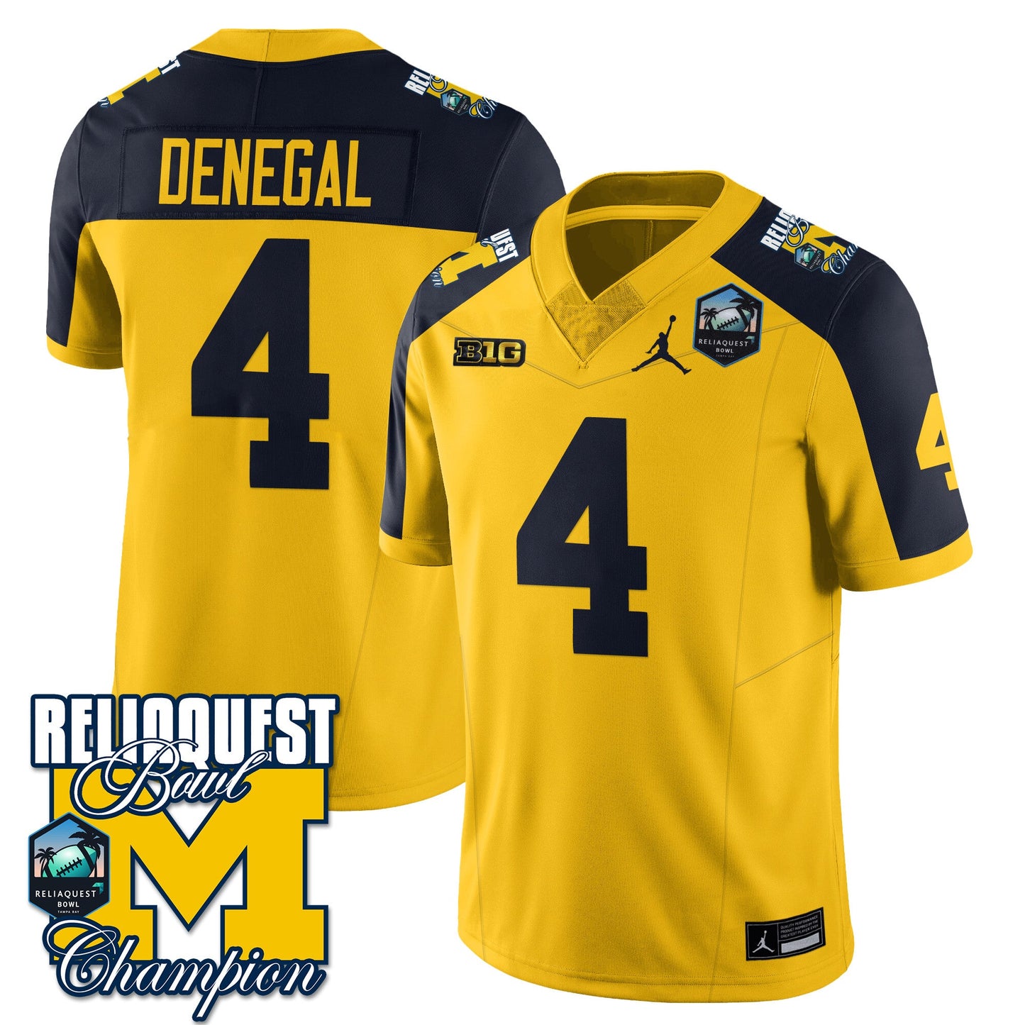 Michigan Wolverines 2024 ReliaQuest Bowl Champions Jersey - All Stitched