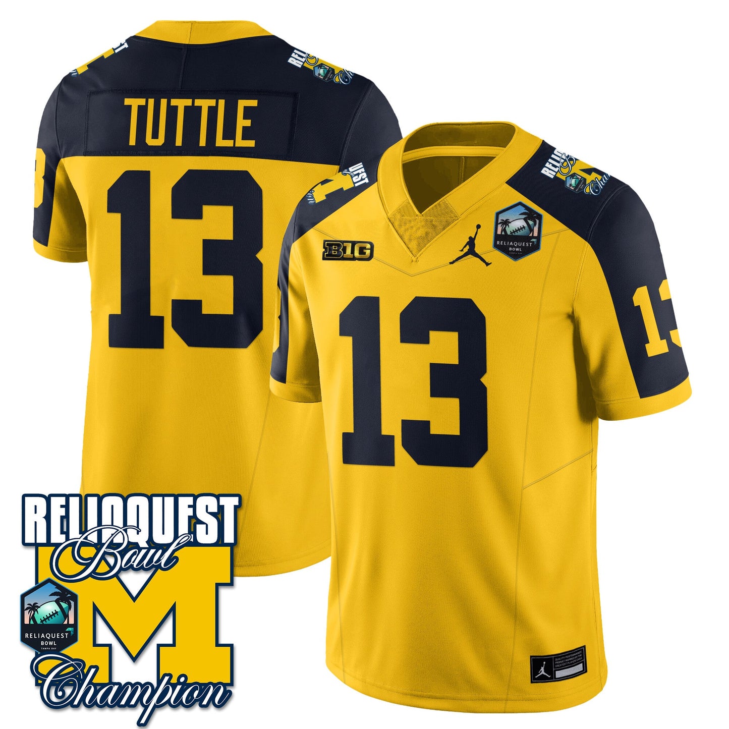 Michigan Wolverines 2024 ReliaQuest Bowl Champions Jersey - All Stitched