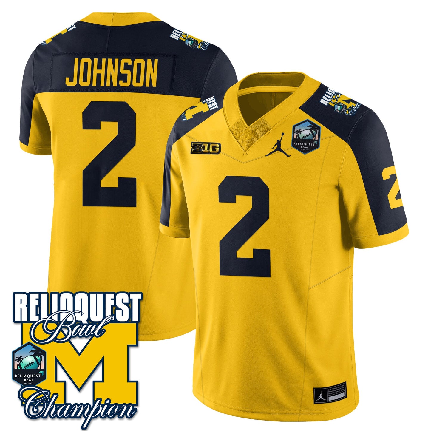 Michigan Wolverines 2024 ReliaQuest Bowl Champions Jersey - All Stitched