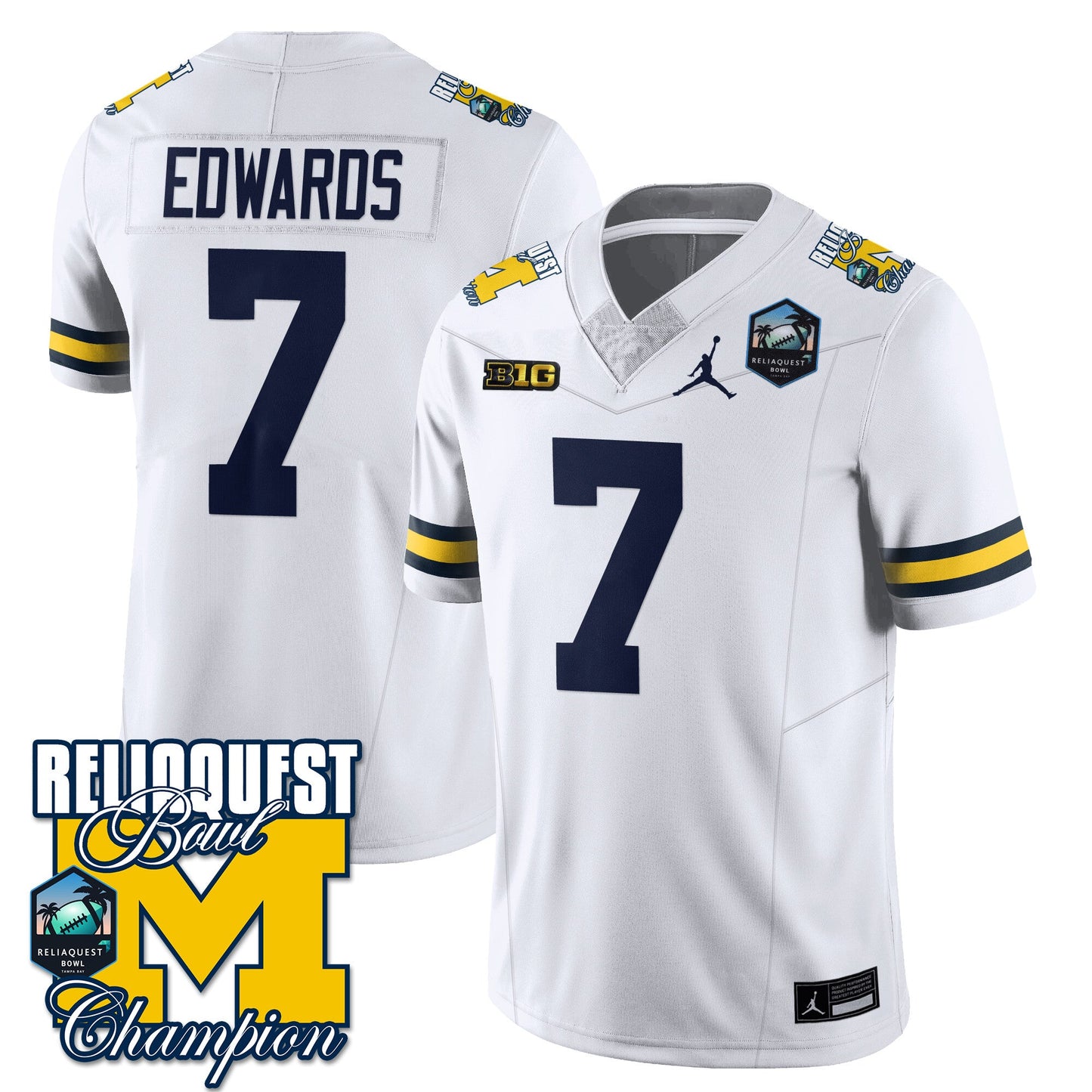 Michigan Wolverines 2024 ReliaQuest Bowl Champions Jersey - All Stitched