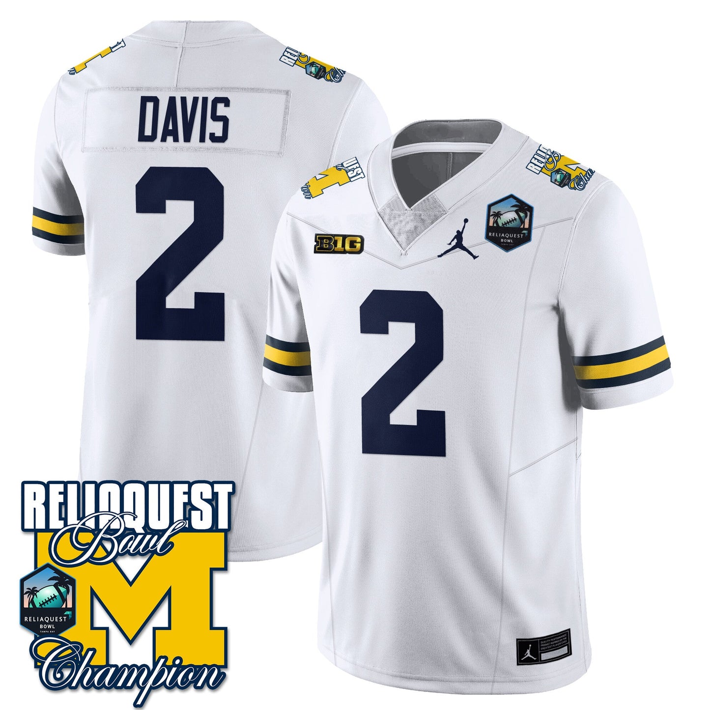 Michigan Wolverines 2024 ReliaQuest Bowl Champions Jersey - All Stitched