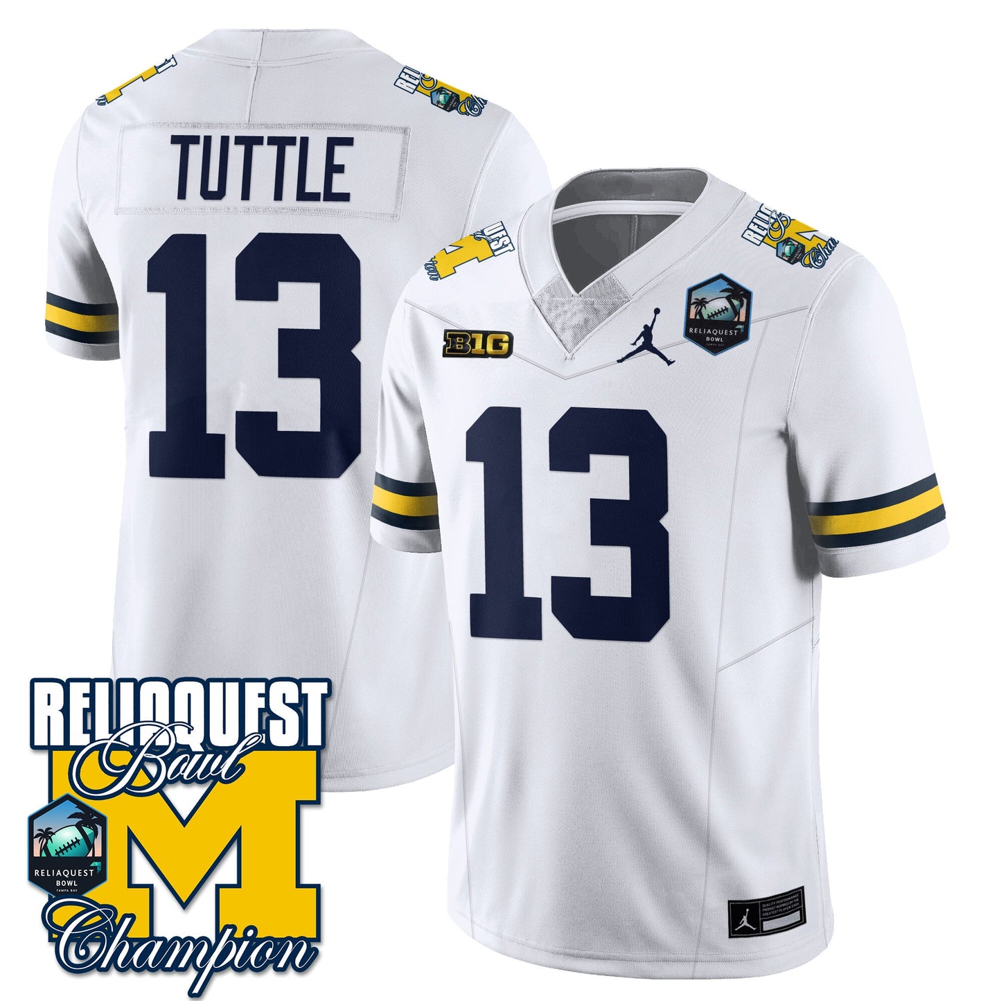 Michigan Wolverines 2024 ReliaQuest Bowl Champions Jersey - All Stitched