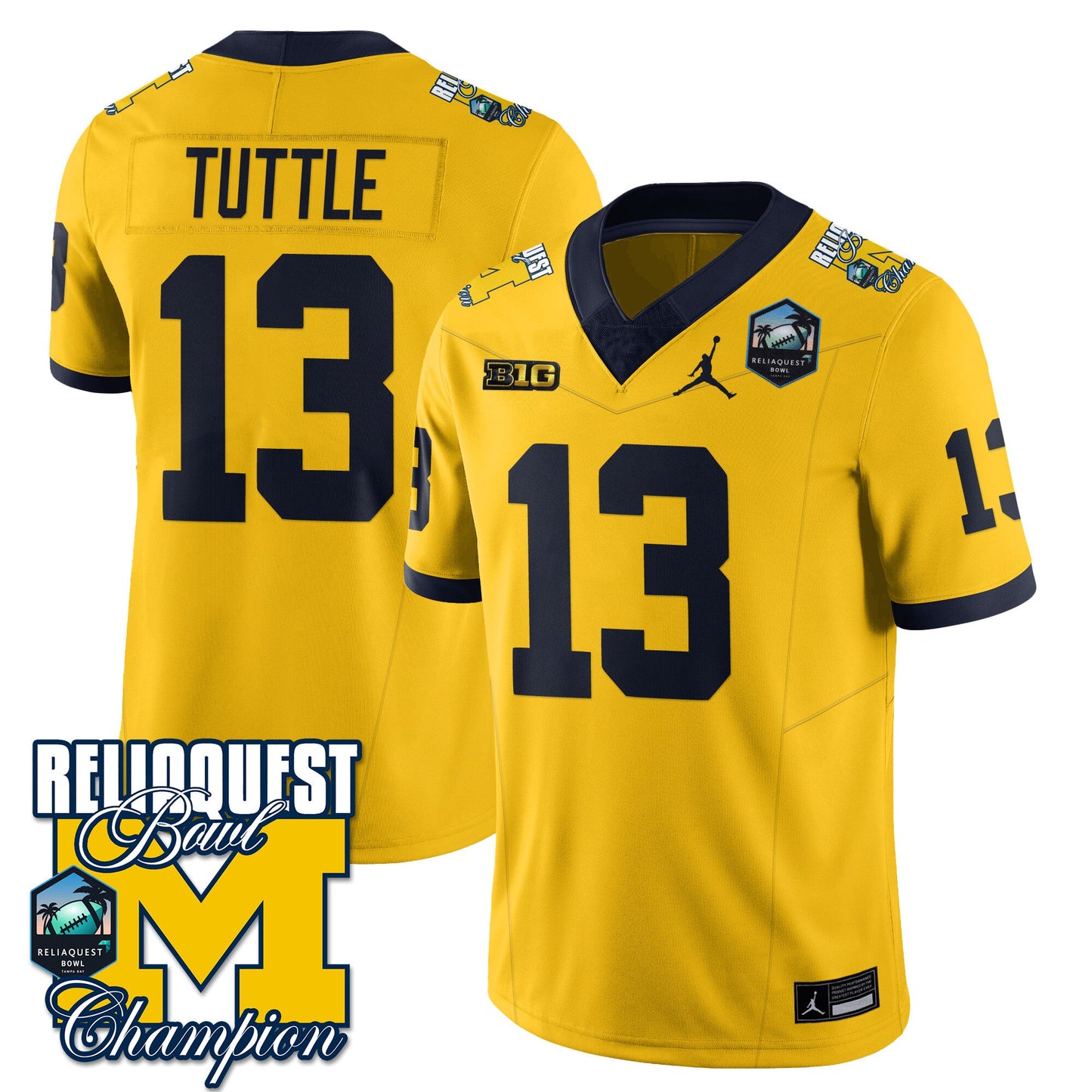 Michigan Wolverines 2024 ReliaQuest Bowl Champions Jersey - All Stitched
