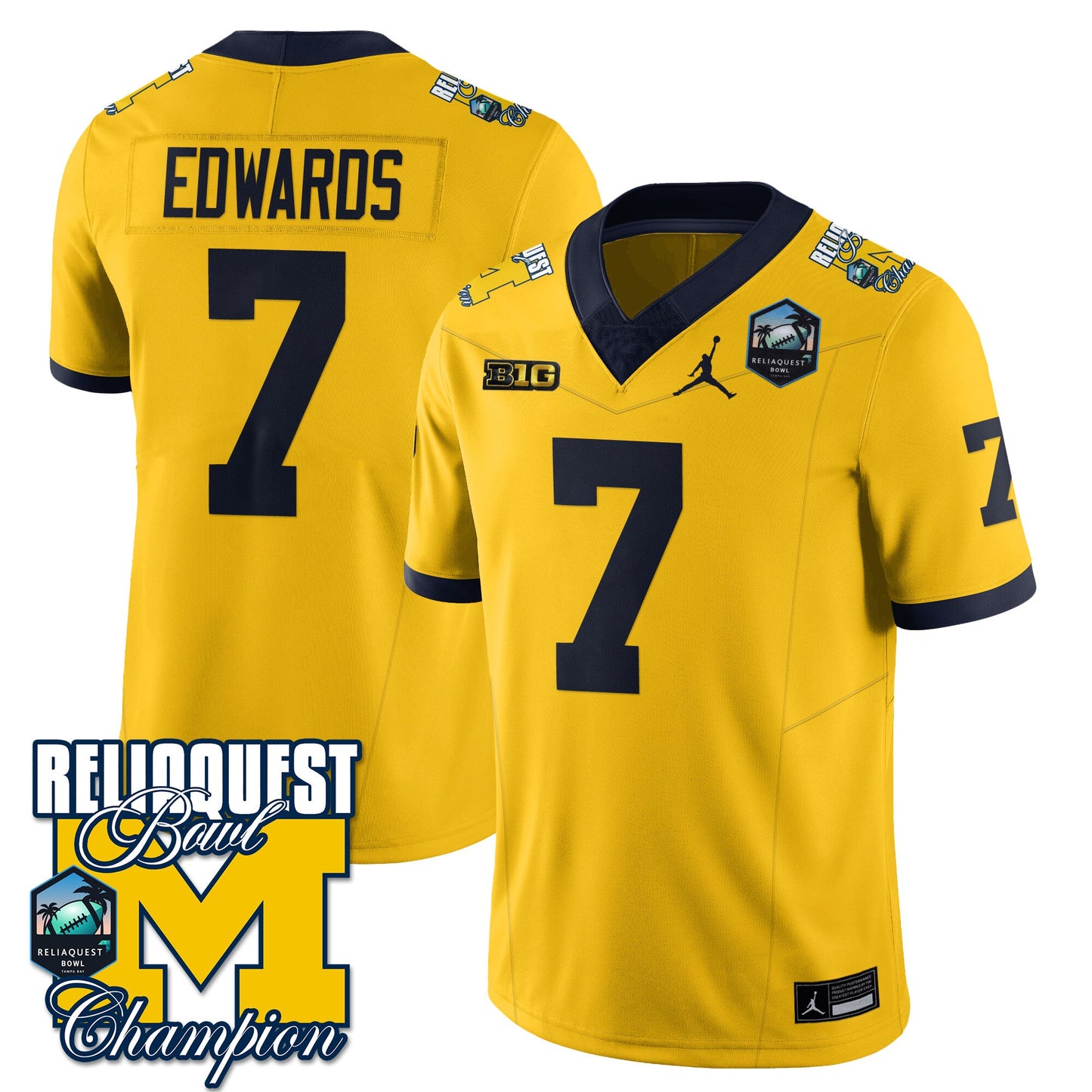 Michigan Wolverines 2024 ReliaQuest Bowl Champions Jersey - All Stitched