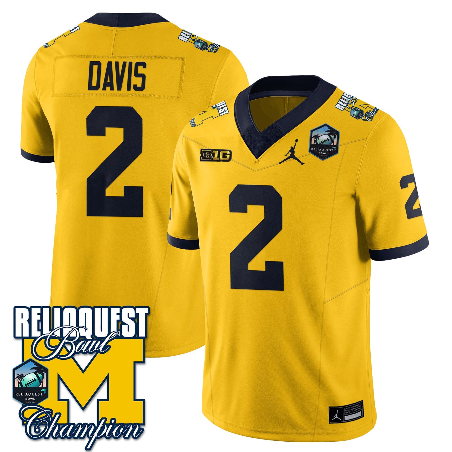 Michigan Wolverines 2024 ReliaQuest Bowl Champions Jersey - All Stitched