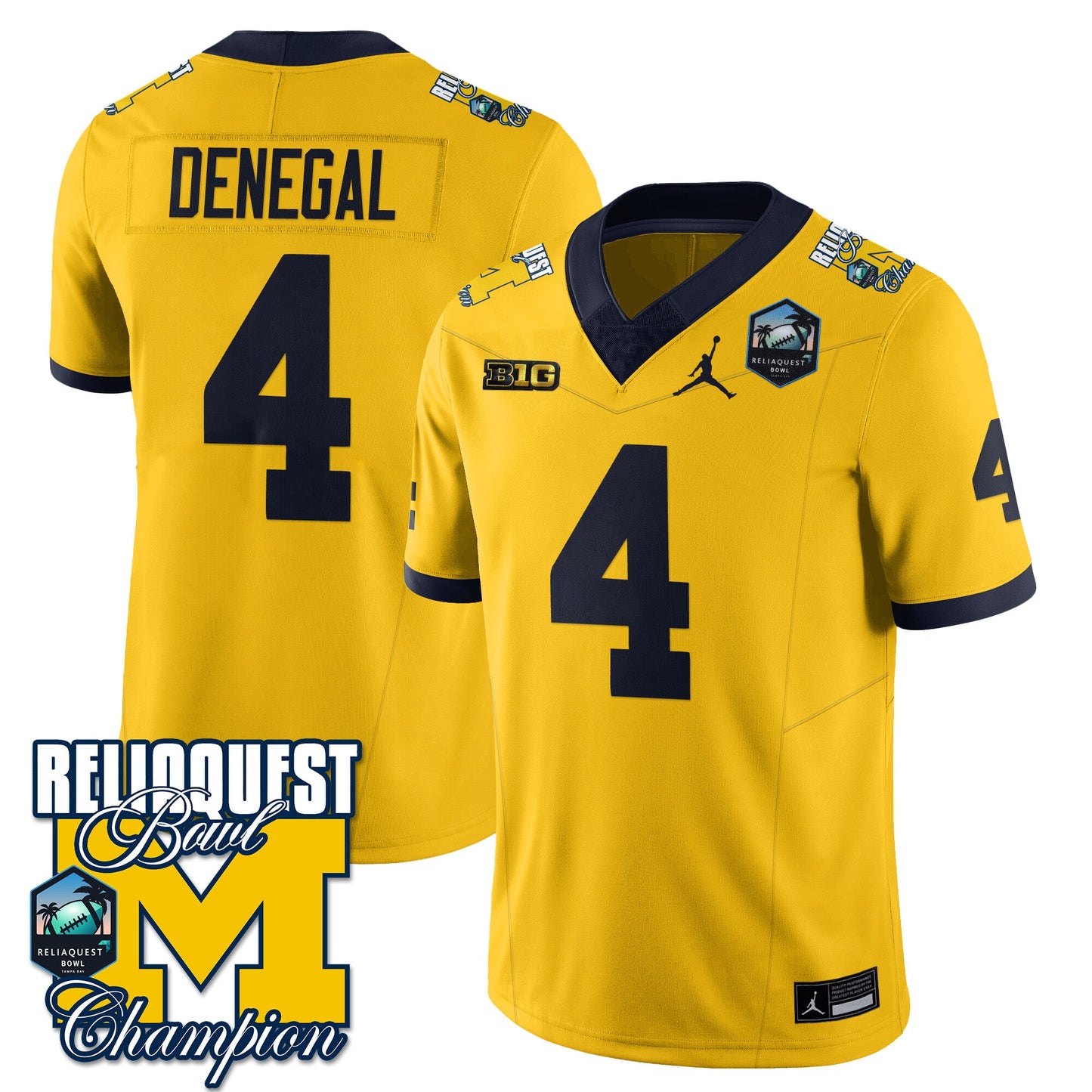 Michigan Wolverines 2024 ReliaQuest Bowl Champions Jersey - All Stitched