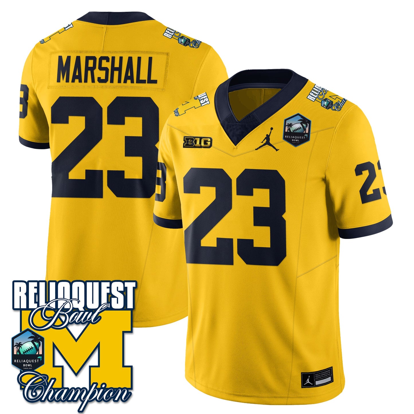 Michigan Wolverines 2024 ReliaQuest Bowl Champions Jersey - All Stitched