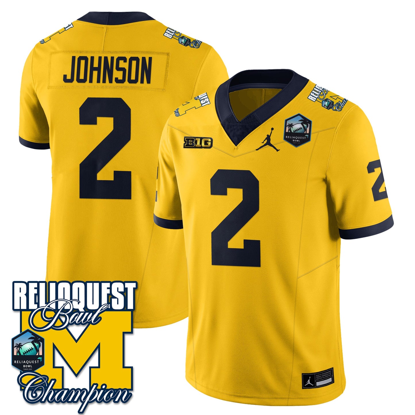 Michigan Wolverines 2024 ReliaQuest Bowl Champions Jersey - All Stitched