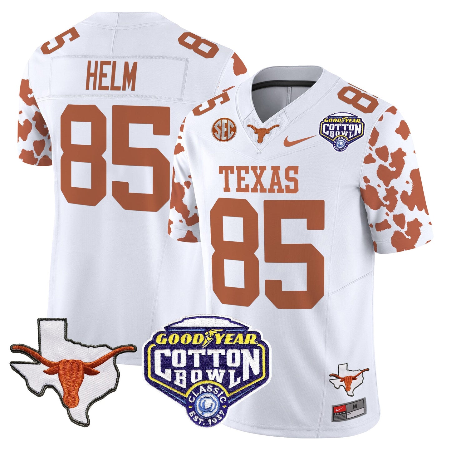 Texas Longhorns Cow Spots Cotton Bowl Patch Vapor Limited Jersey - All Stitched