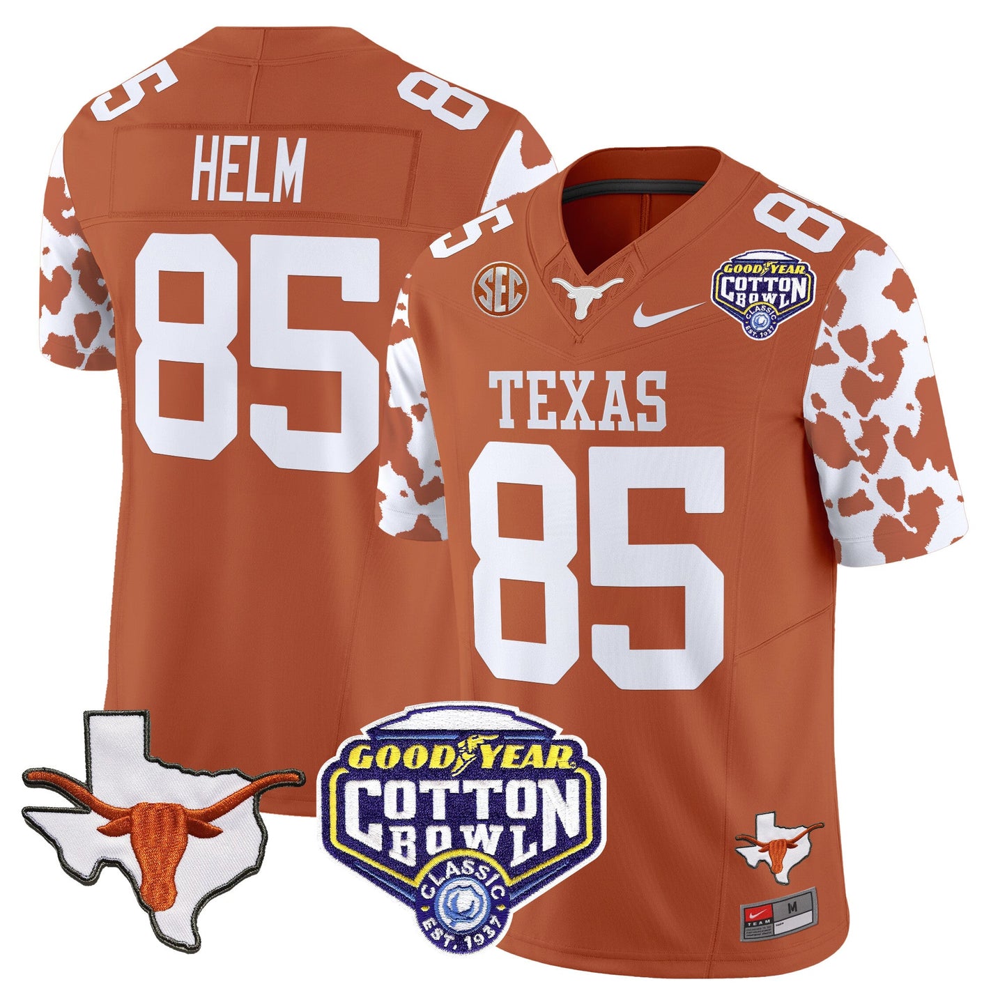 Texas Longhorns Cow Spots Cotton Bowl Patch Vapor Limited Jersey - All Stitched
