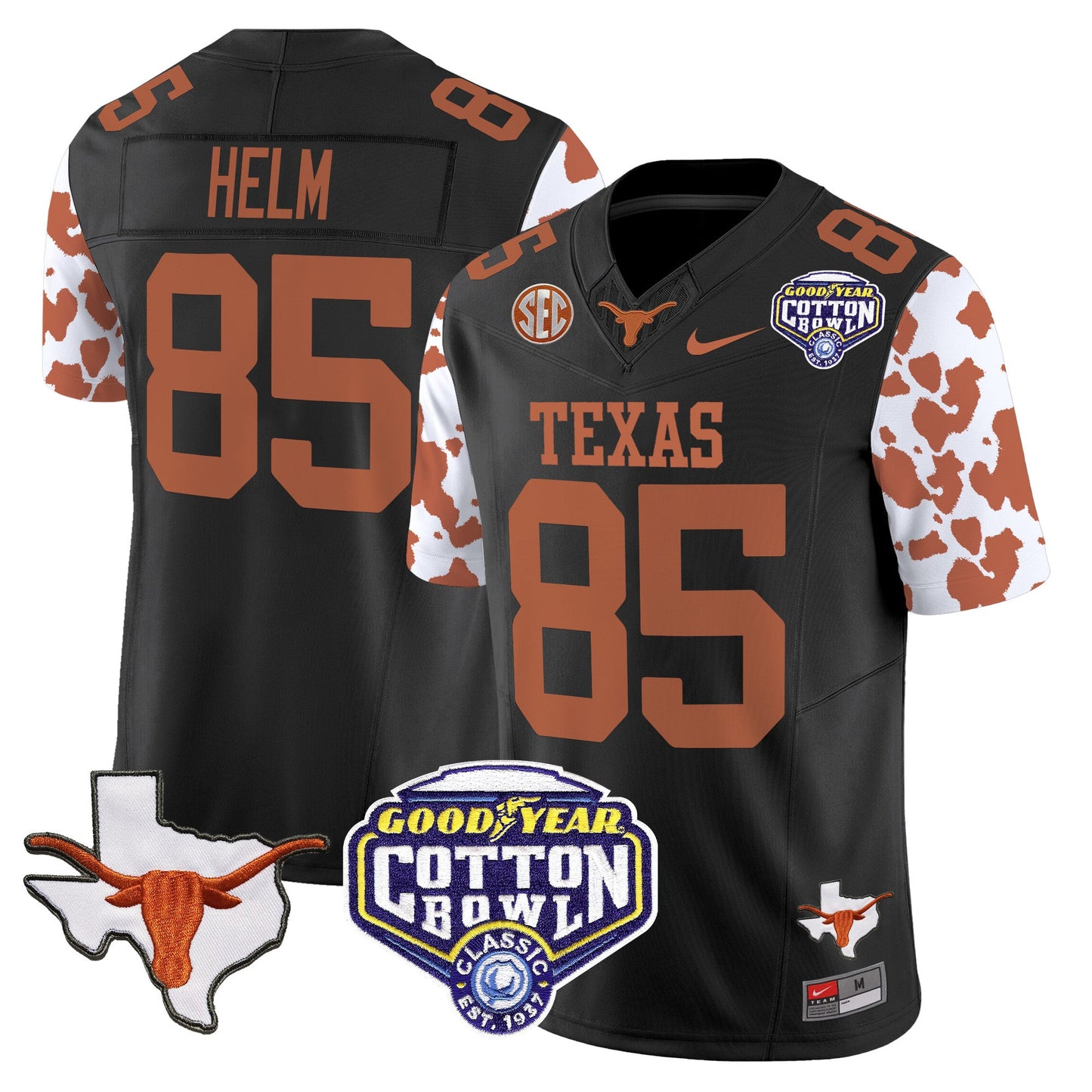 Texas Longhorns Cow Spots Cotton Bowl Patch Vapor Limited Jersey - All Stitched