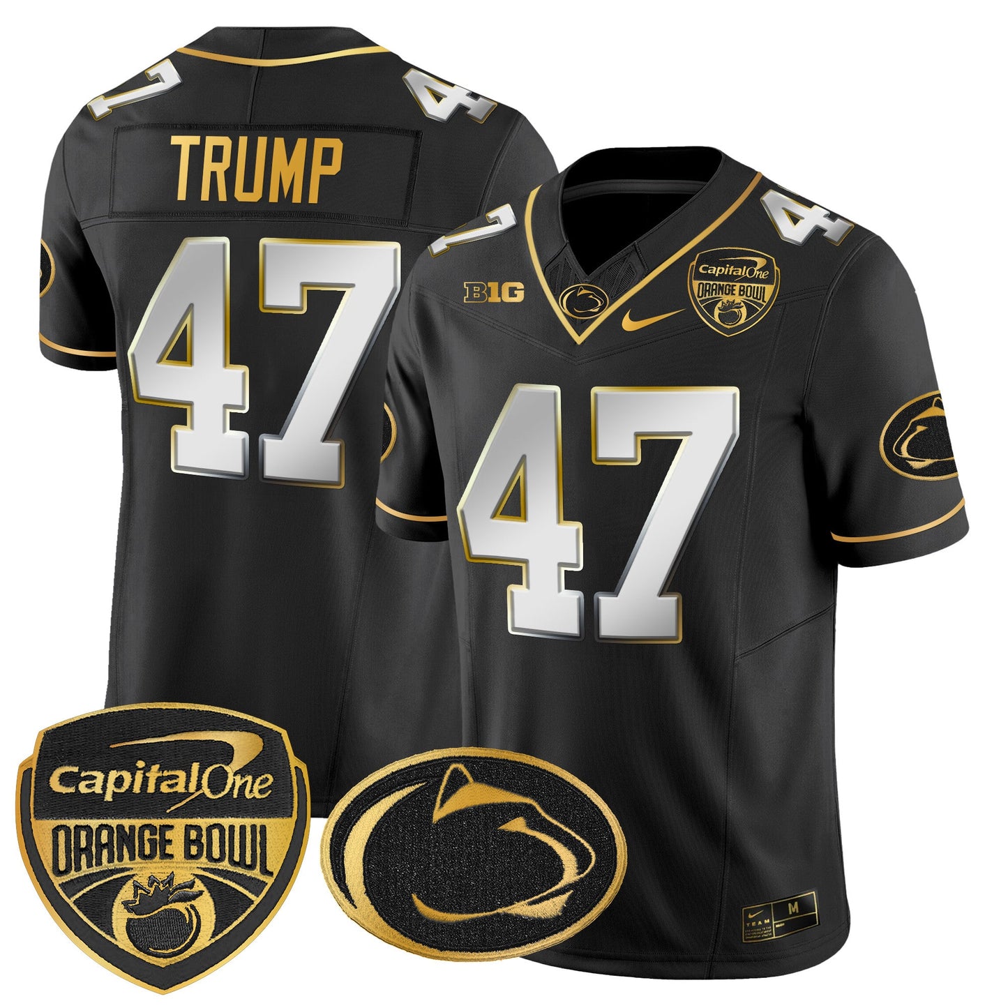Penn State Nittany Lions Orange Bowl Patch Gold Vapor Limited Jersey - All Stitched