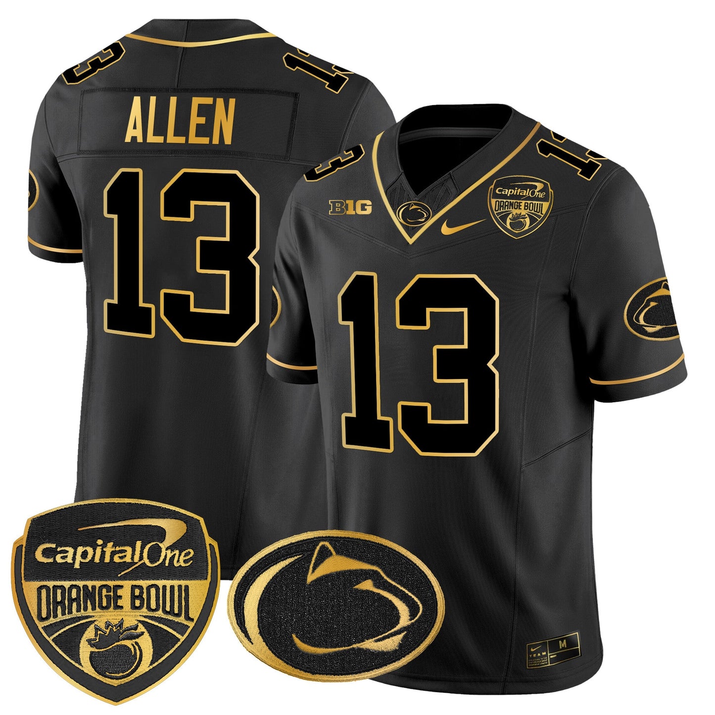 Penn State Nittany Lions Orange Bowl Patch Gold Vapor Limited Jersey - All Stitched