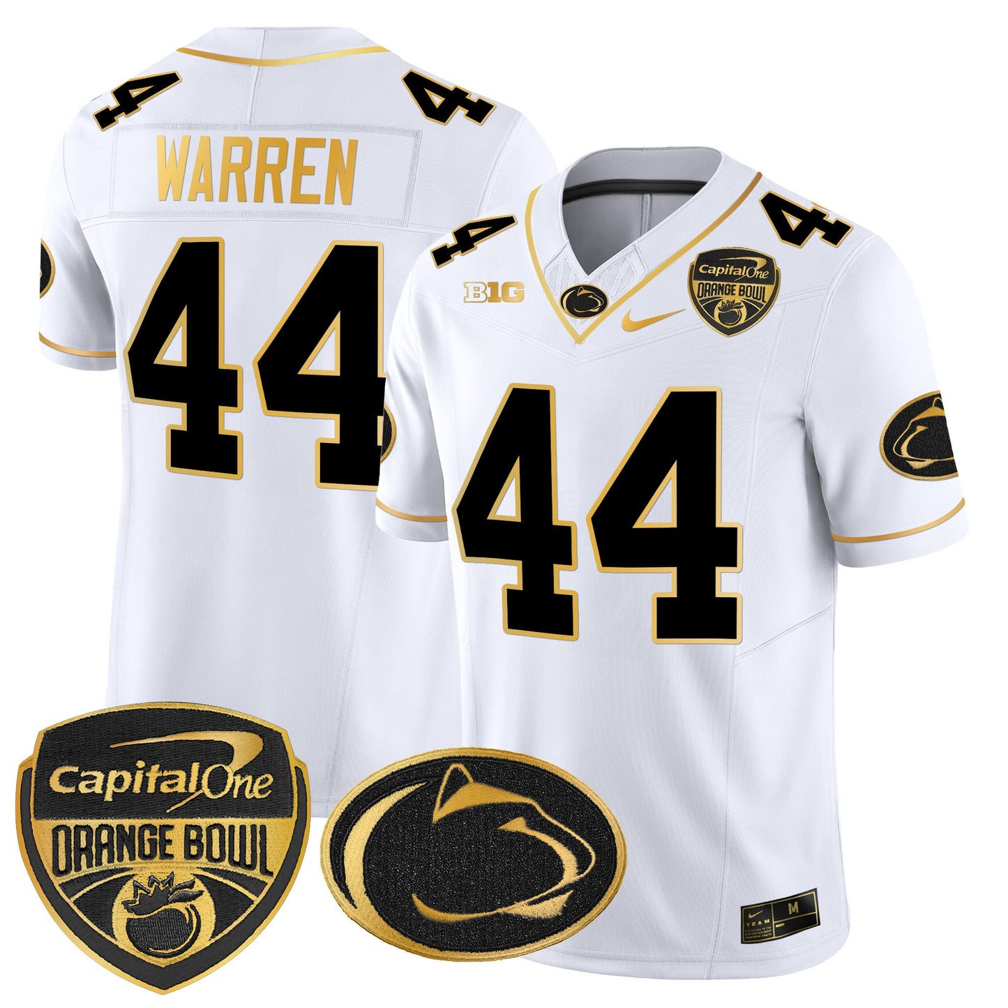Penn State Nittany Lions Orange Bowl Patch Gold Vapor Limited Jersey - All Stitched
