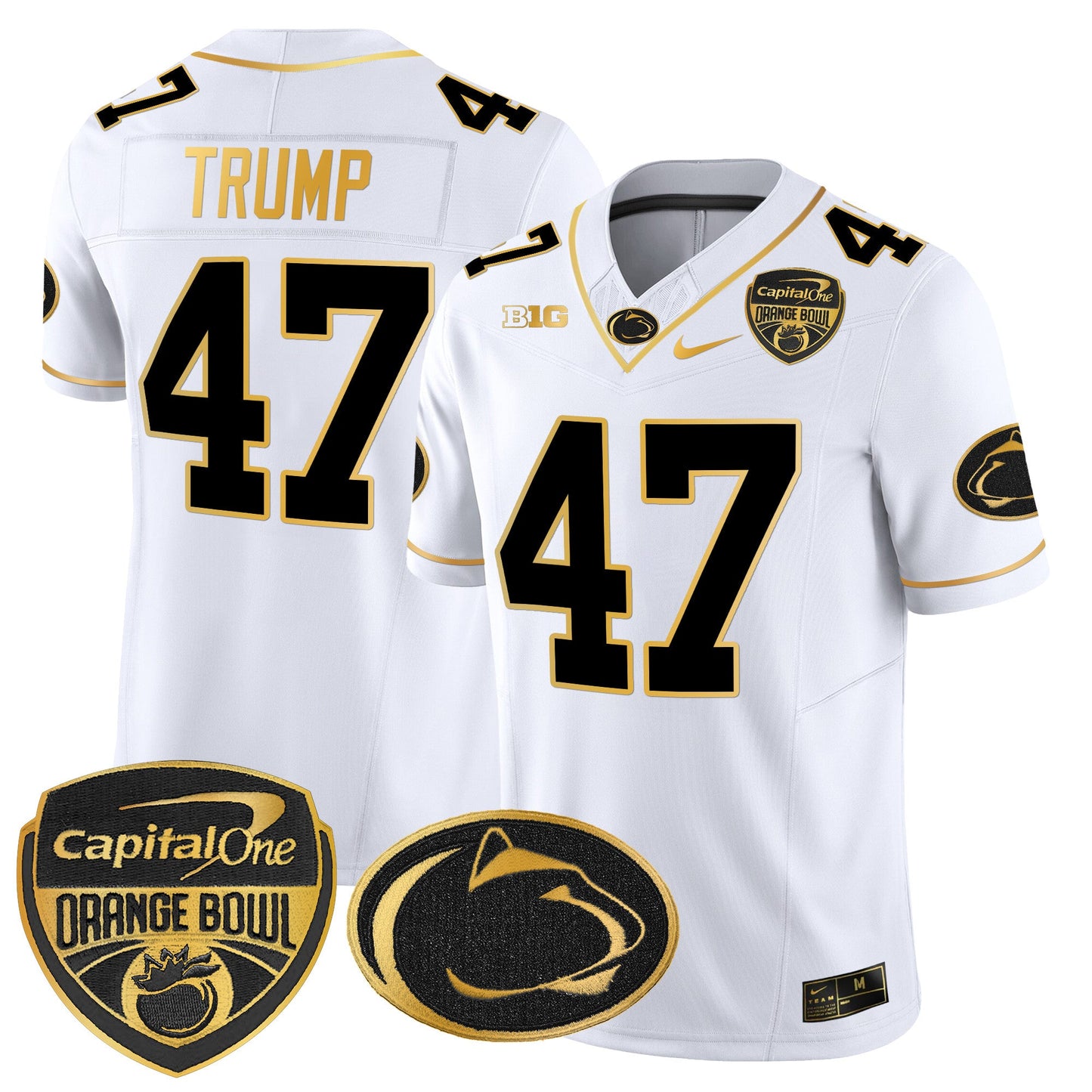 Penn State Nittany Lions Orange Bowl Patch Gold Vapor Limited Jersey - All Stitched