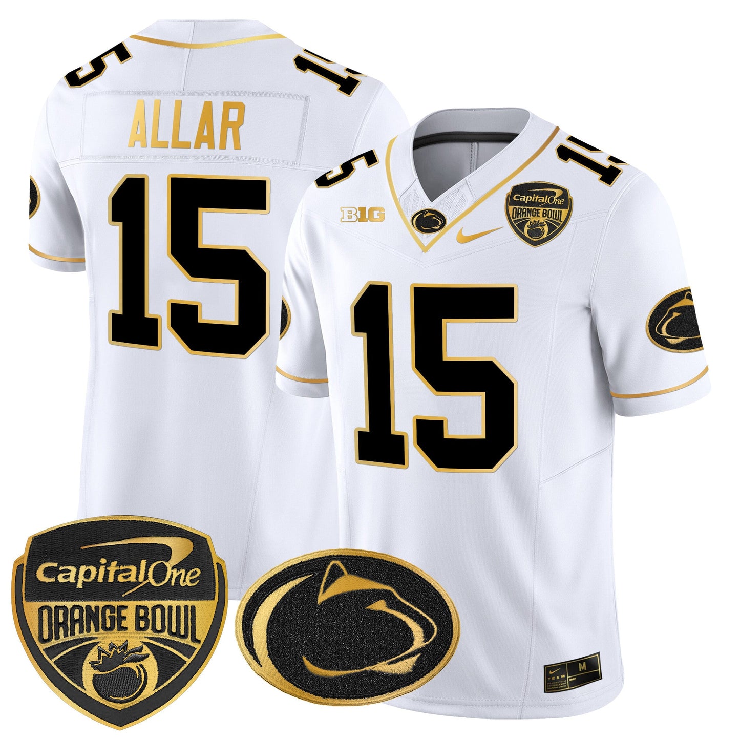 Penn State Nittany Lions Orange Bowl Patch Gold Vapor Limited Jersey - All Stitched