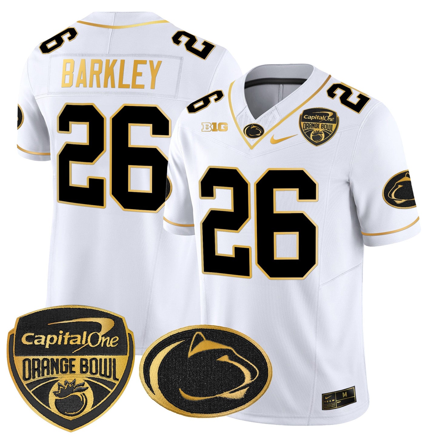 Penn State Nittany Lions Orange Bowl Patch Gold Vapor Limited Jersey - All Stitched
