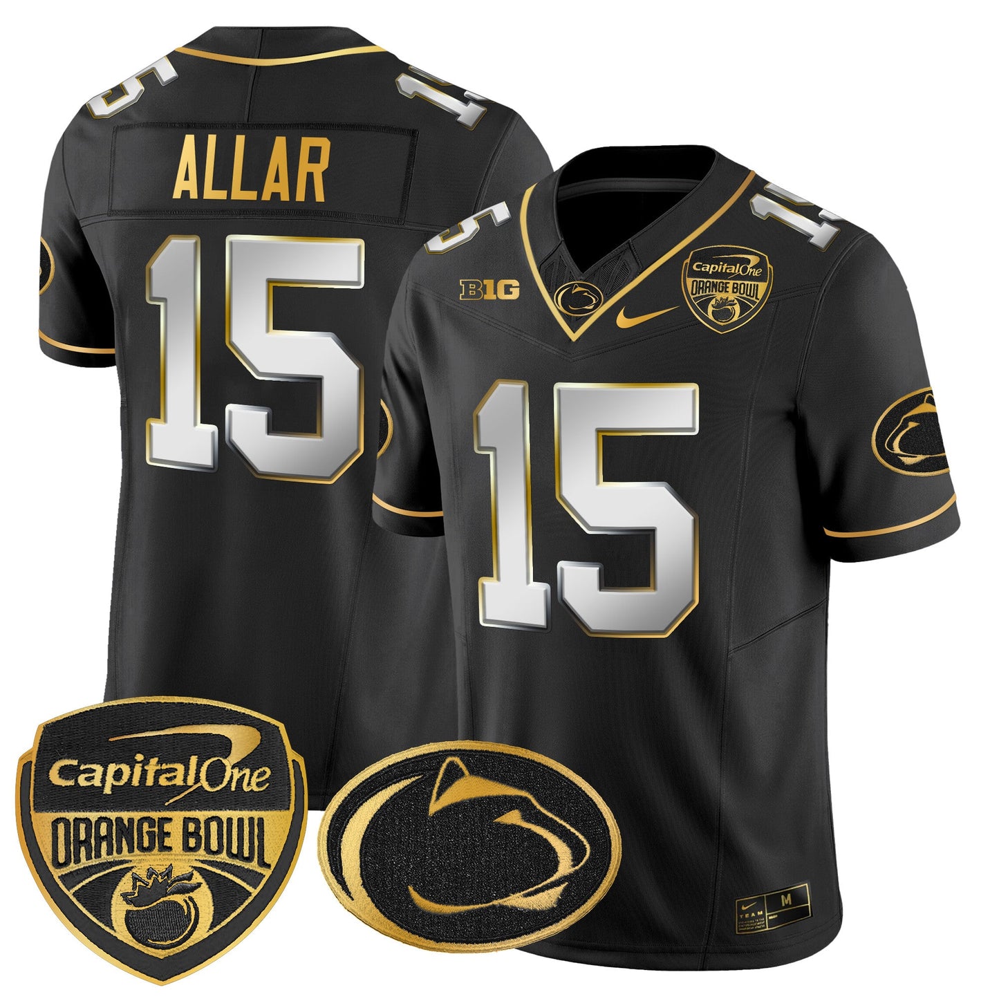 Penn State Nittany Lions Orange Bowl Patch Gold Vapor Limited Jersey - All Stitched