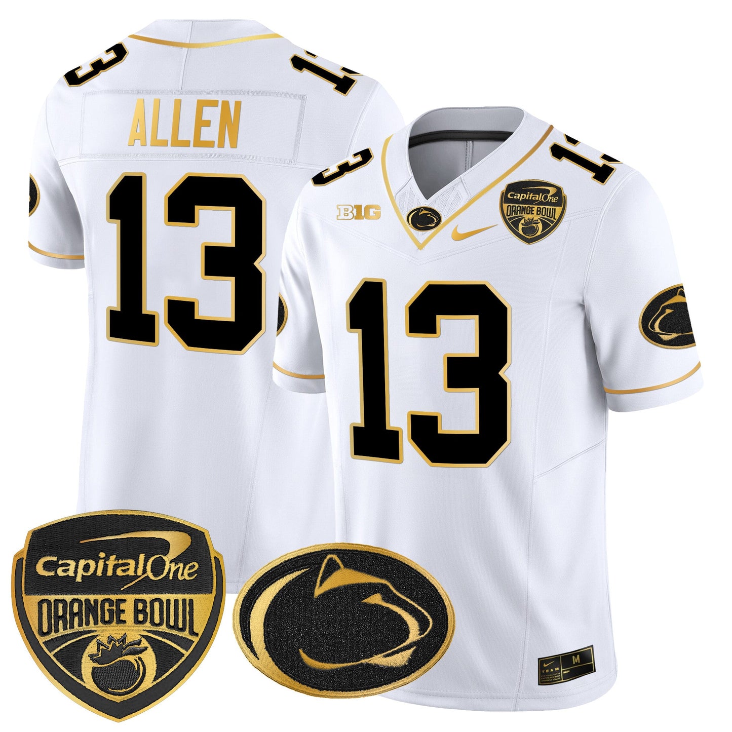 Penn State Nittany Lions Orange Bowl Patch Gold Vapor Limited Jersey - All Stitched