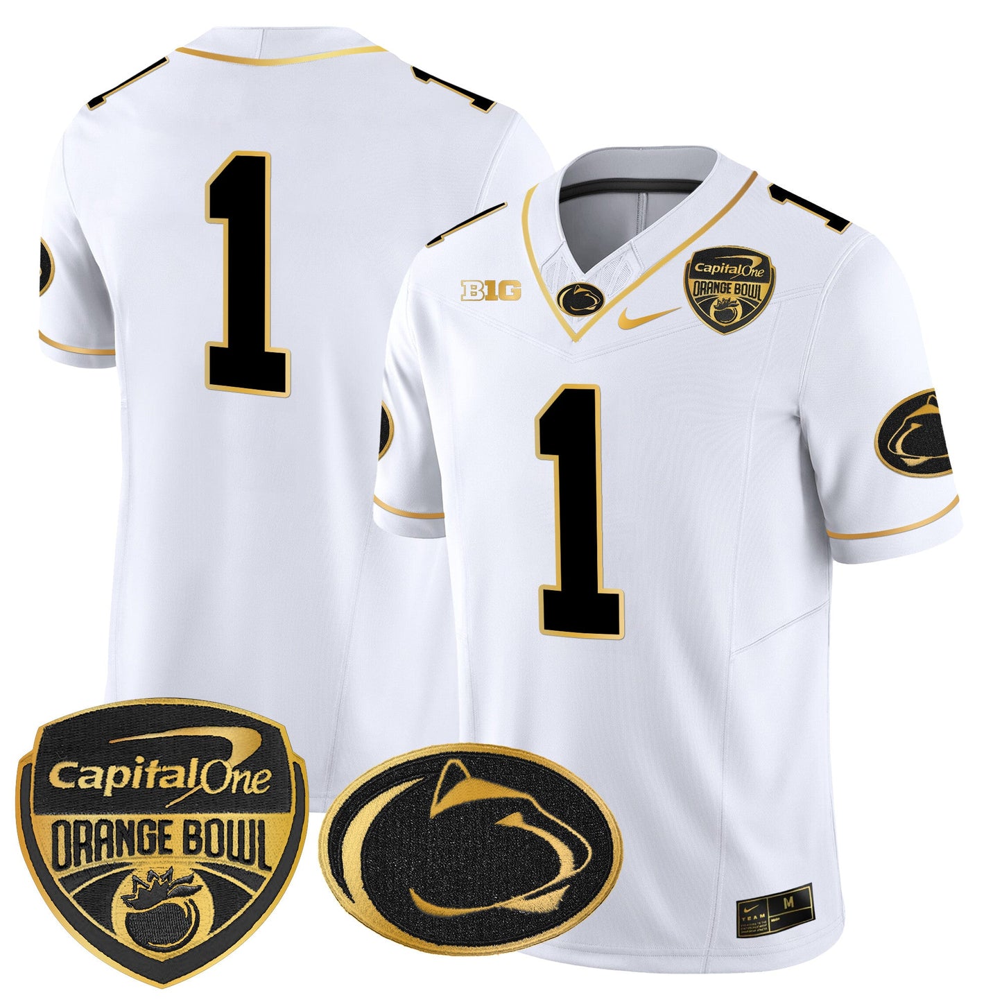 Penn State Nittany Lions Orange Bowl Patch Gold Vapor Limited Jersey - All Stitched