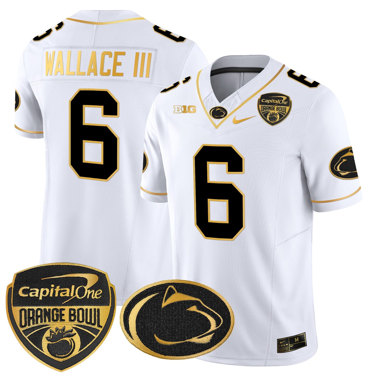 Penn State Nittany Lions Orange Bowl Patch Gold Vapor Limited Jersey - All Stitched