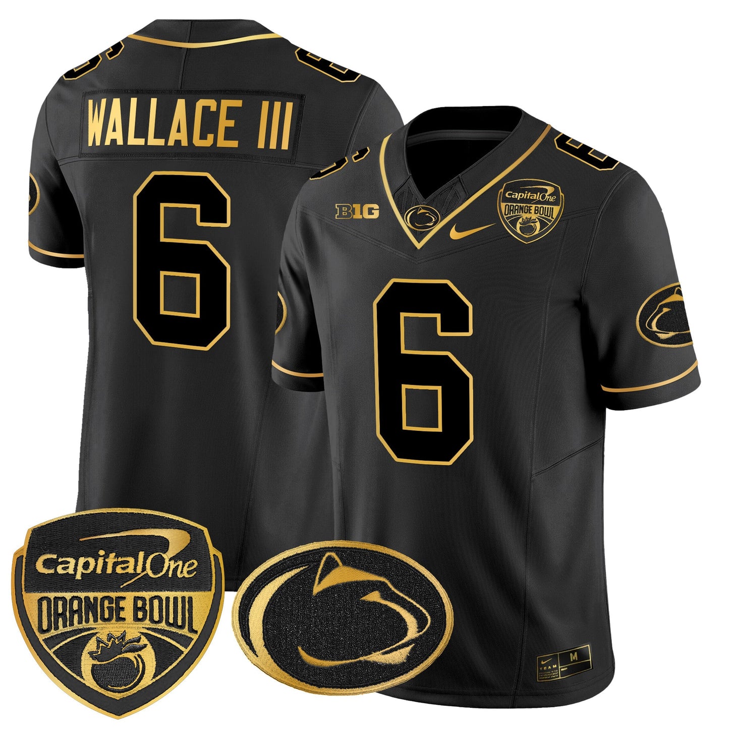 Penn State Nittany Lions Orange Bowl Patch Gold Vapor Limited Jersey - All Stitched