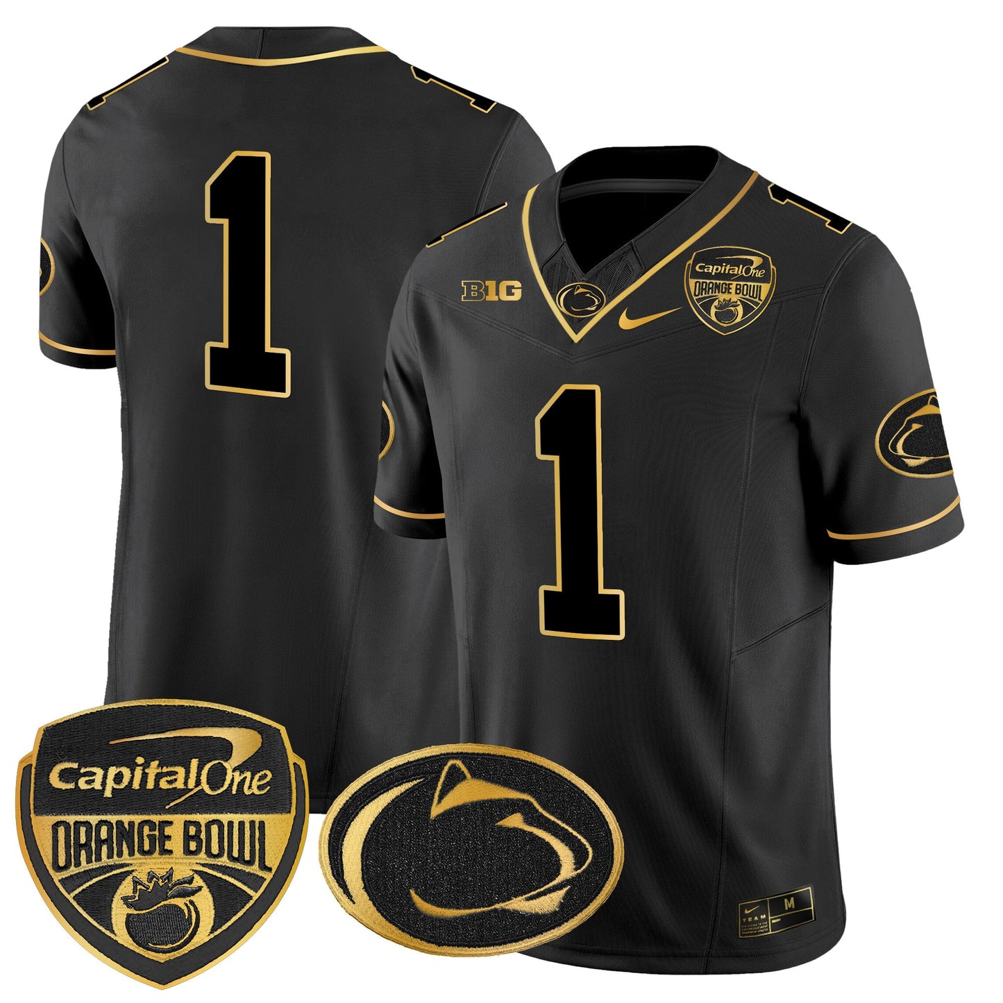 Penn State Nittany Lions Orange Bowl Patch Gold Vapor Limited Jersey - All Stitched