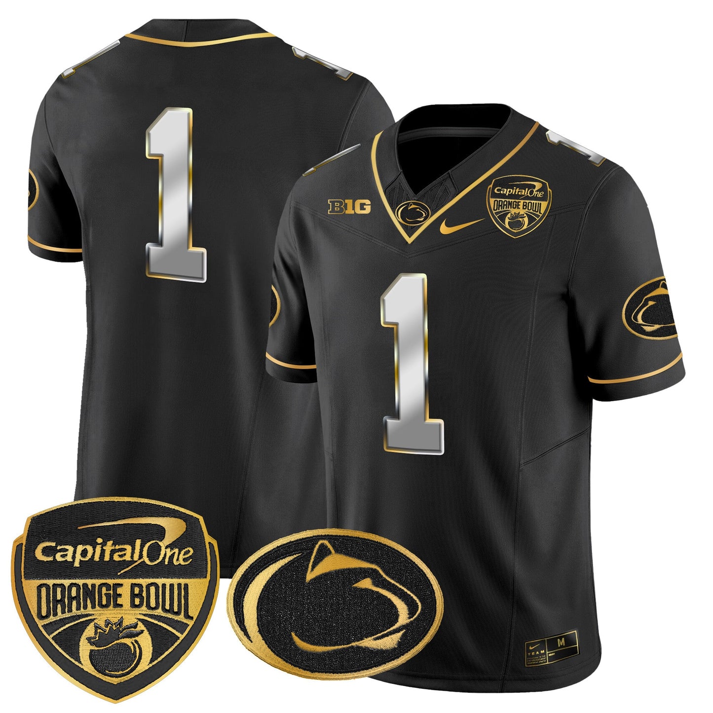 Penn State Nittany Lions Orange Bowl Patch Gold Vapor Limited Jersey - All Stitched