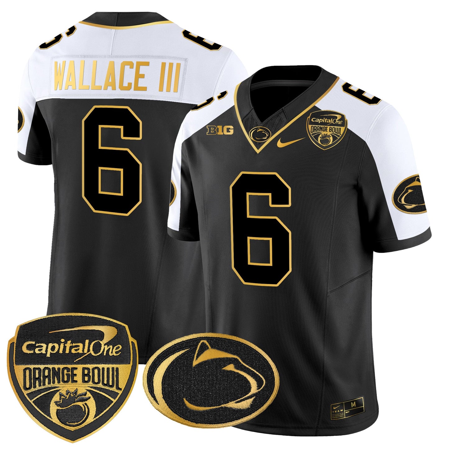 Penn State Nittany Lions Orange Bowl Patch Gold Vapor Limited Jersey - All Stitched