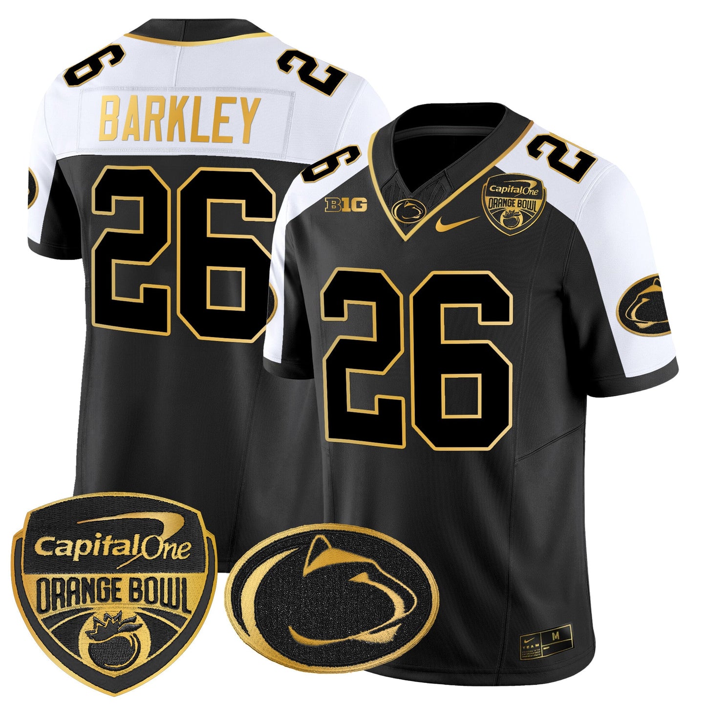 Penn State Nittany Lions Orange Bowl Patch Gold Vapor Limited Jersey - All Stitched