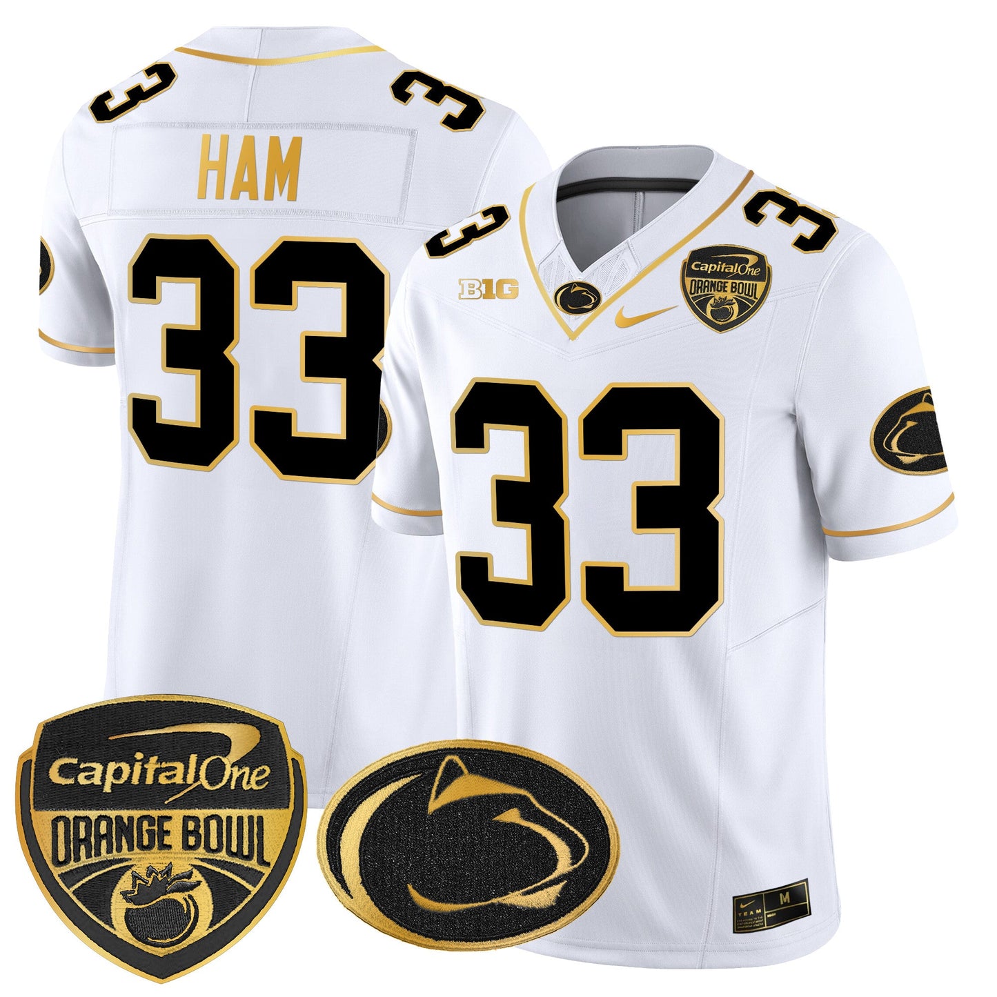 Penn State Nittany Lions Orange Bowl Patch Gold Vapor Limited Jersey - All Stitched