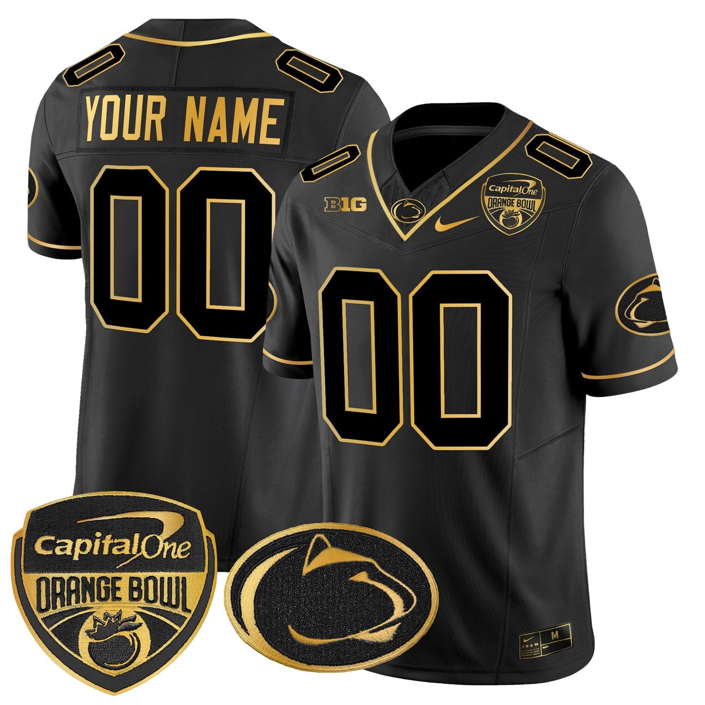 Penn State Nittany Lions Orange Bowl Patch Gold Vapor Limited Custom Jersey - All Stitched