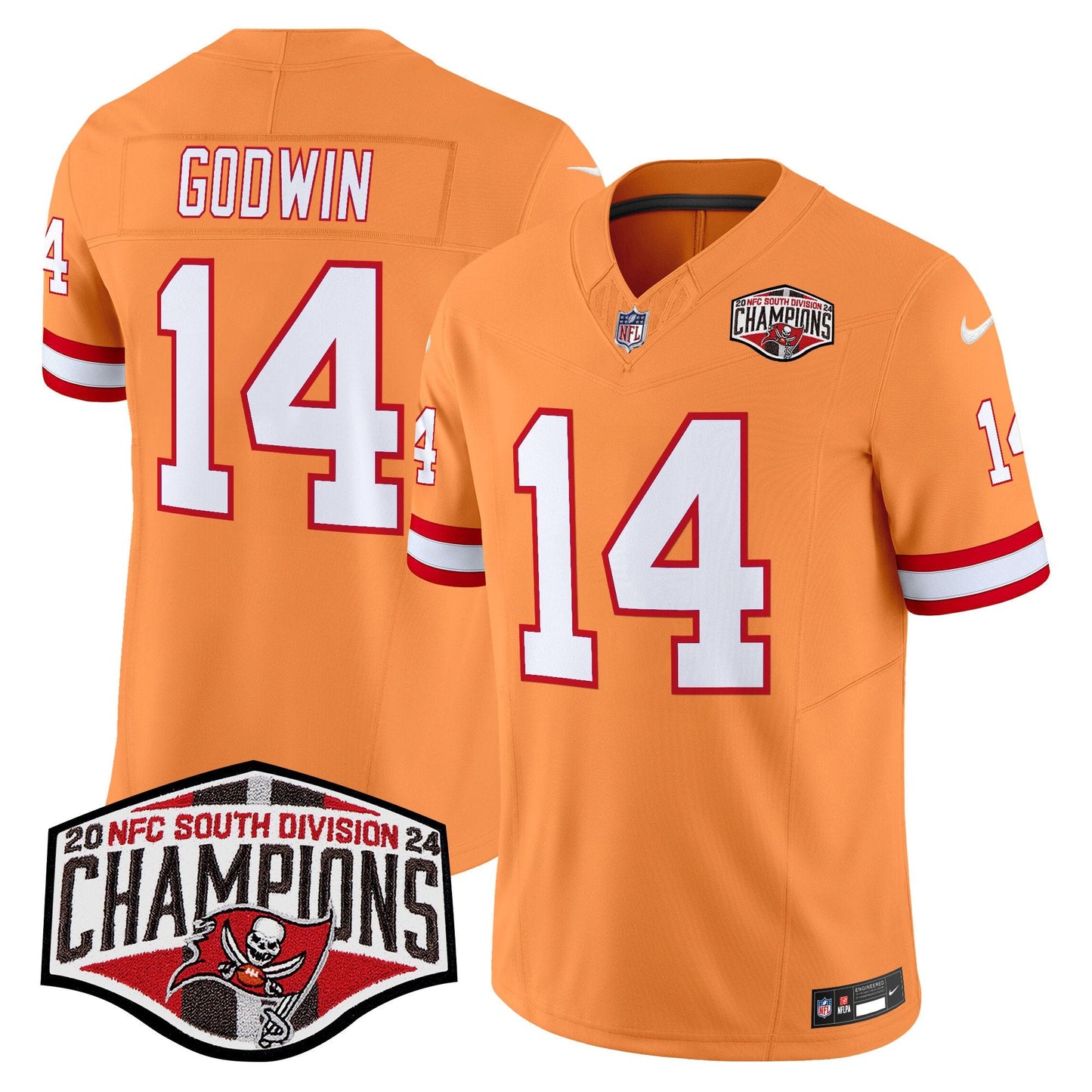 Tampa Bay Buccaneers Throwback 2024 NFC South Division Champions Patch Vapor Limited Jersey - All Stitched