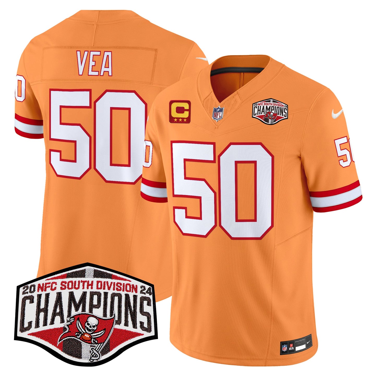 Tampa Bay Buccaneers Throwback 2024 NFC South Division Champions Patch Vapor Limited Jersey - All Stitched
