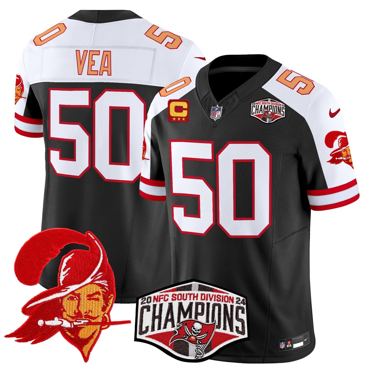 Tampa Bay Buccaneers Throwback 2024 NFC South Division Champions Patch Vapor Limited Jersey - All Stitched