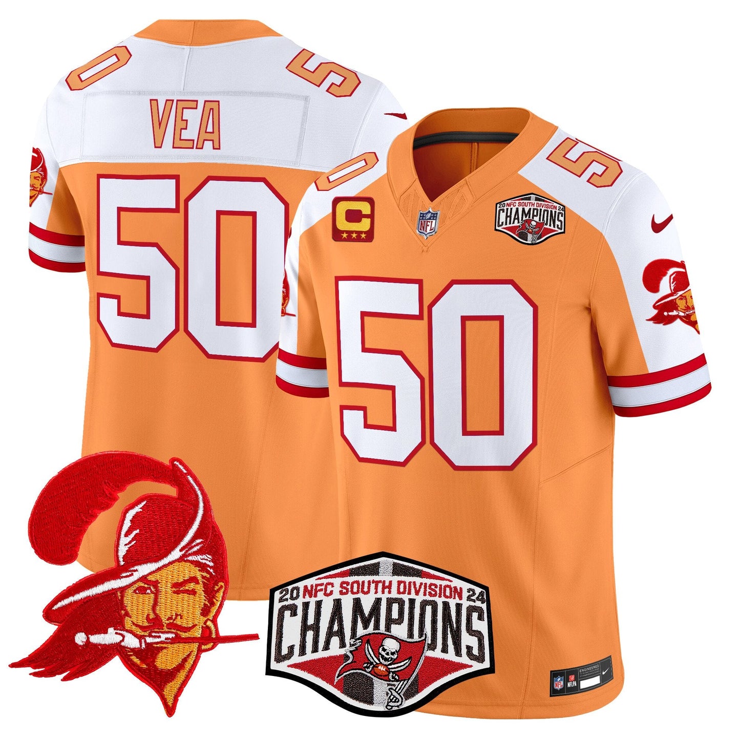 Tampa Bay Buccaneers Throwback 2024 NFC South Division Champions Patch Vapor Limited Jersey - All Stitched