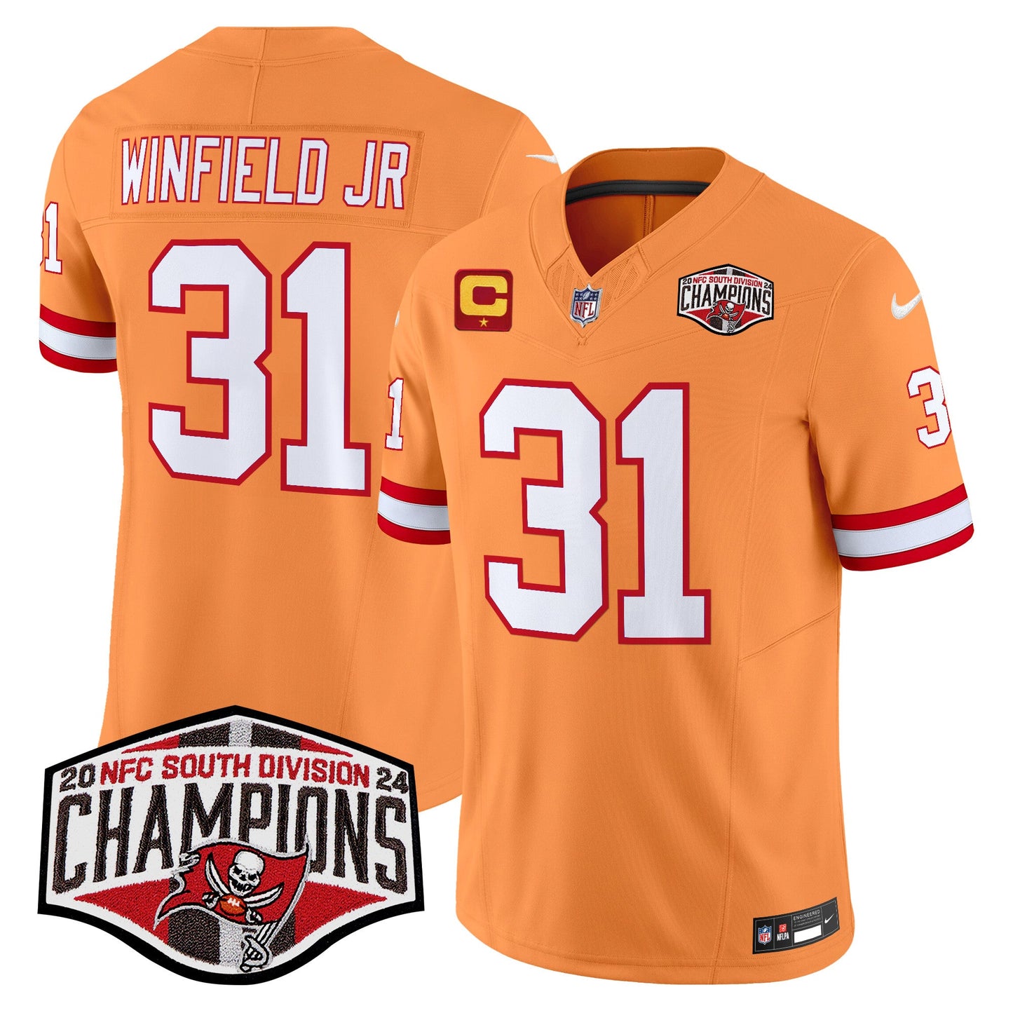 Tampa Bay Buccaneers Throwback 2024 NFC South Division Champions Patch Vapor Limited Jersey - All Stitched