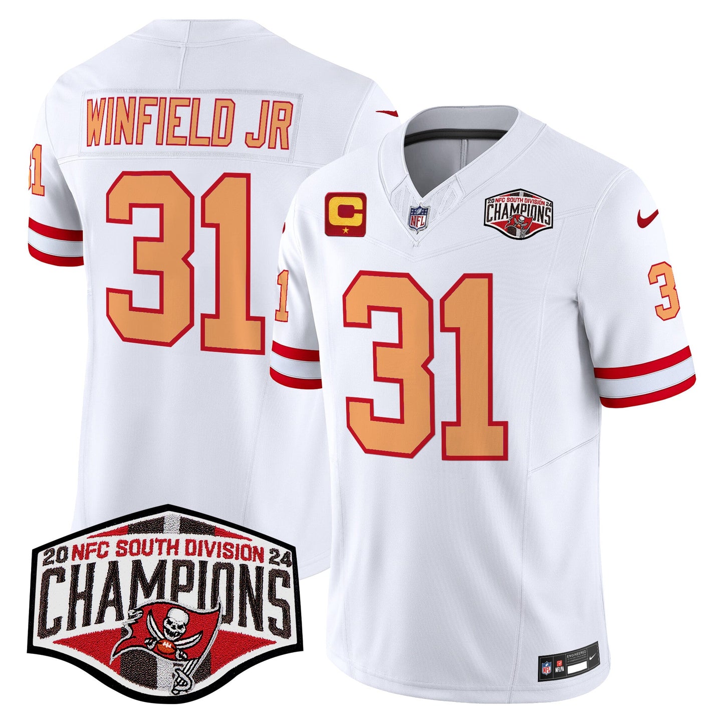 Tampa Bay Buccaneers Throwback 2024 NFC South Division Champions Patch Vapor Limited Jersey - All Stitched