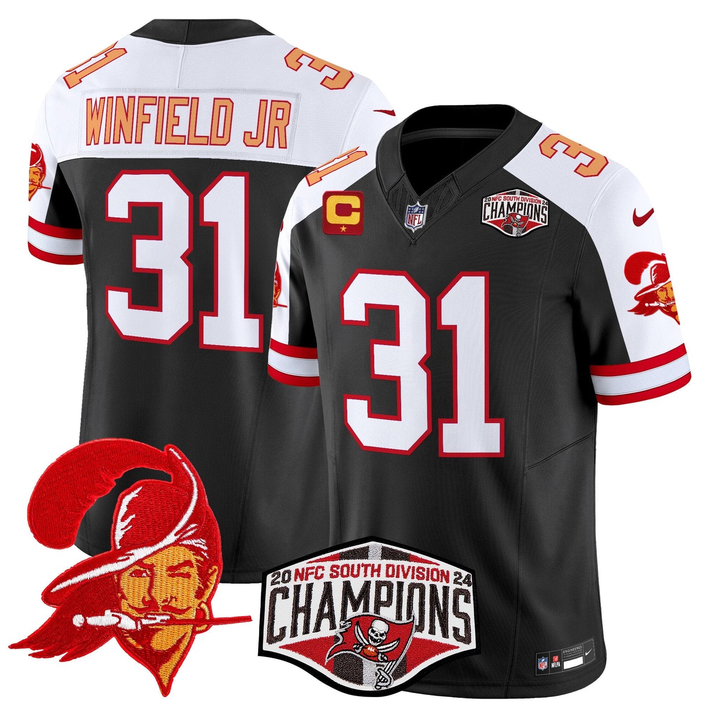 Tampa Bay Buccaneers Throwback 2024 NFC South Division Champions Patch Vapor Limited Jersey - All Stitched